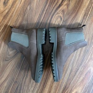 Brown suede ankle boots
